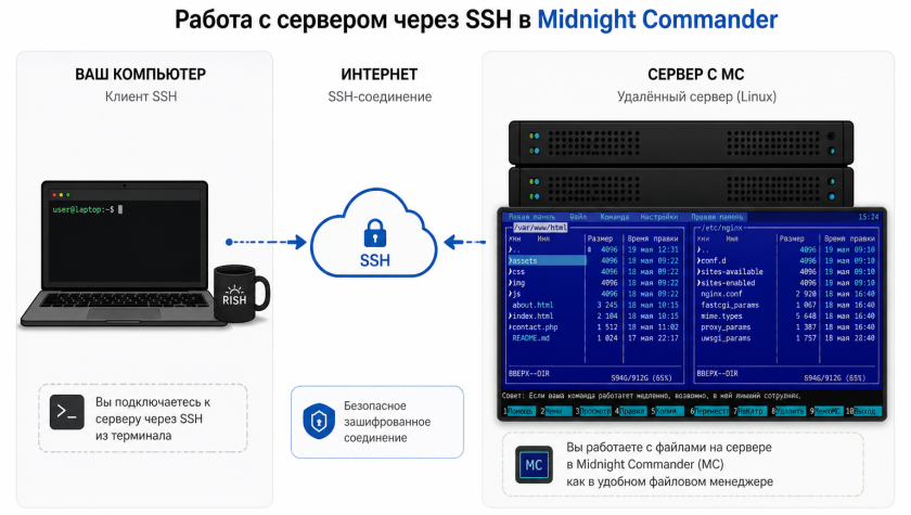 работа с сервером через ssh в MC